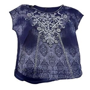 Y2K Skinny Minnie Navy Blue Bling Cyber Scene Top M biker sematary true religion